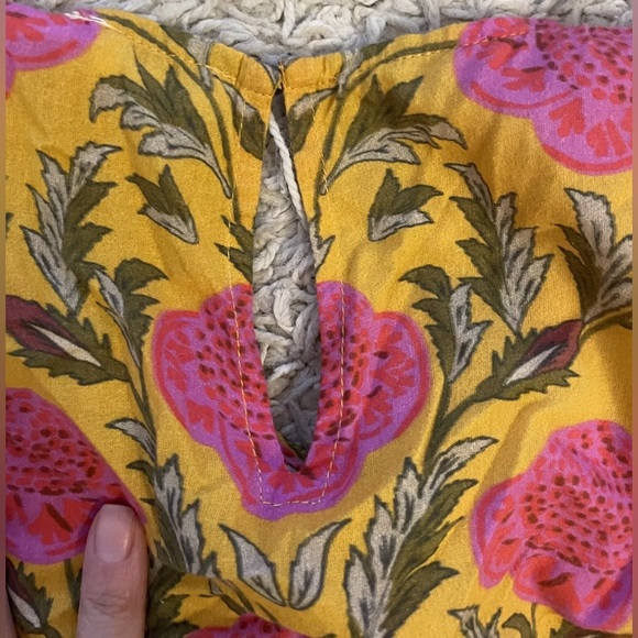 RHODE RESORT Ella pink yellow floral long sleeve knee length dress medium m - Picture 6 of 7